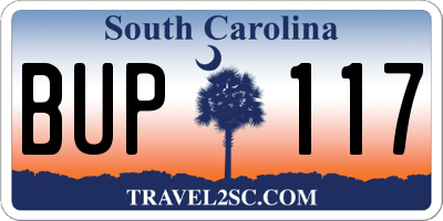 SC license plate BUP117