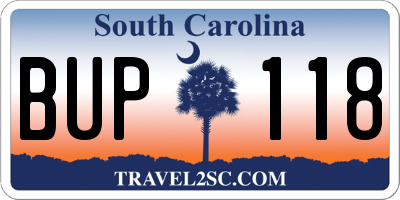SC license plate BUP118