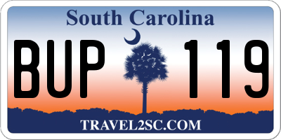SC license plate BUP119