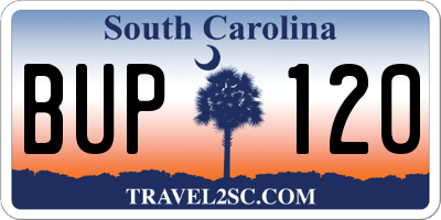 SC license plate BUP120