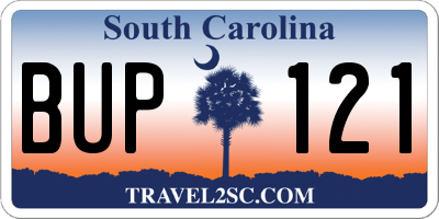 SC license plate BUP121