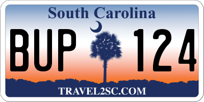 SC license plate BUP124