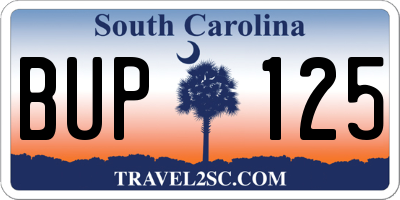 SC license plate BUP125