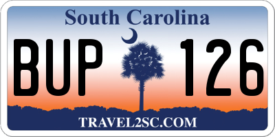 SC license plate BUP126
