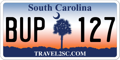 SC license plate BUP127