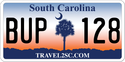 SC license plate BUP128