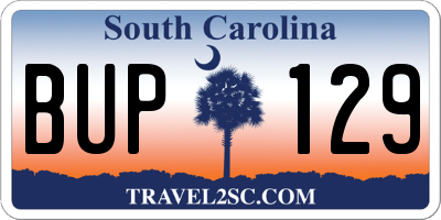 SC license plate BUP129
