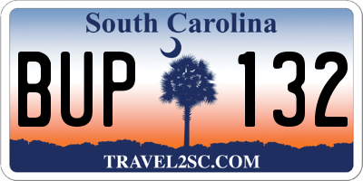 SC license plate BUP132