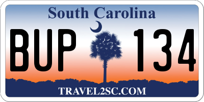 SC license plate BUP134