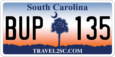 SC license plate BUP135