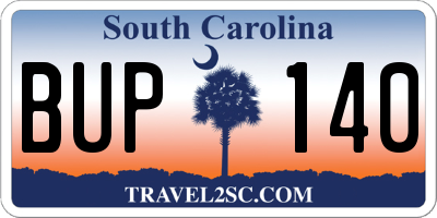 SC license plate BUP140