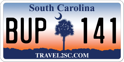 SC license plate BUP141