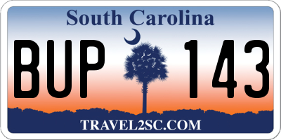 SC license plate BUP143