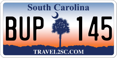 SC license plate BUP145