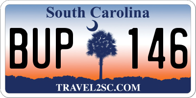 SC license plate BUP146