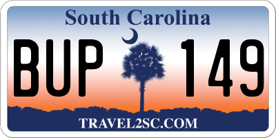 SC license plate BUP149