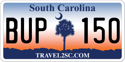 SC license plate BUP150