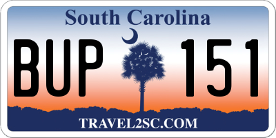 SC license plate BUP151