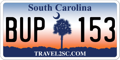 SC license plate BUP153