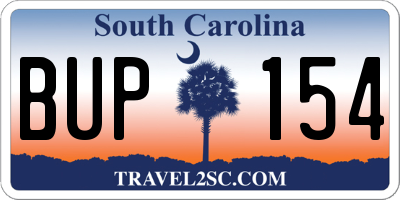 SC license plate BUP154