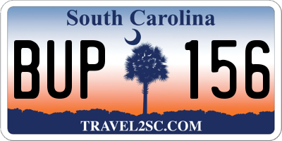 SC license plate BUP156
