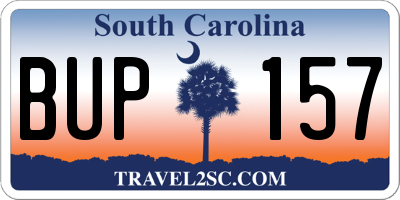 SC license plate BUP157