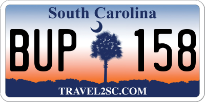 SC license plate BUP158