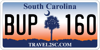 SC license plate BUP160