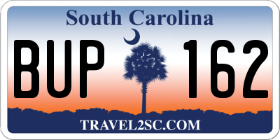 SC license plate BUP162