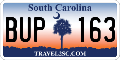 SC license plate BUP163