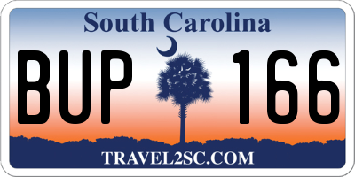 SC license plate BUP166