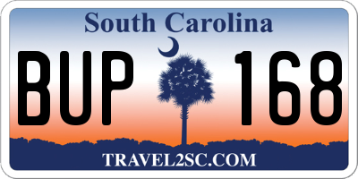 SC license plate BUP168