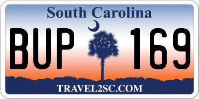 SC license plate BUP169