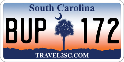SC license plate BUP172