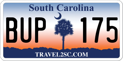 SC license plate BUP175