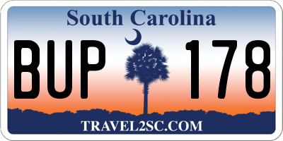 SC license plate BUP178