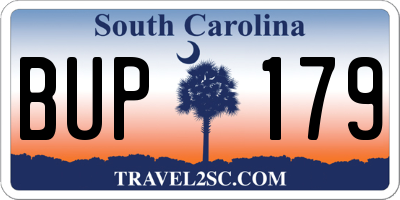 SC license plate BUP179