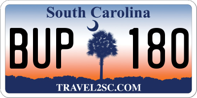 SC license plate BUP180