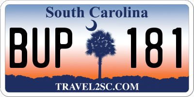 SC license plate BUP181
