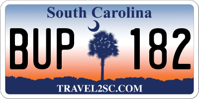 SC license plate BUP182