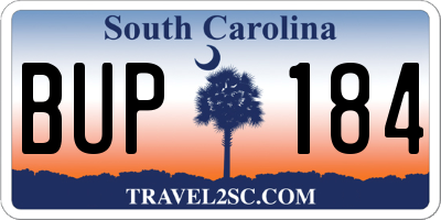 SC license plate BUP184