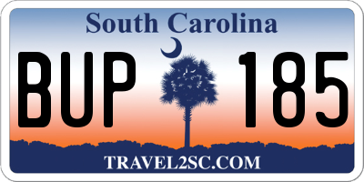 SC license plate BUP185