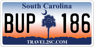 SC license plate BUP186