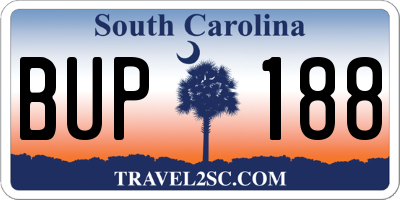 SC license plate BUP188