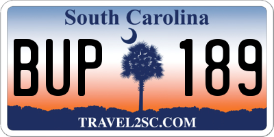 SC license plate BUP189