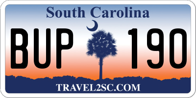 SC license plate BUP190