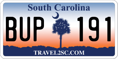 SC license plate BUP191