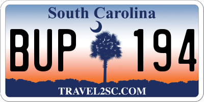 SC license plate BUP194