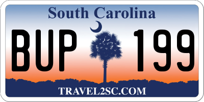 SC license plate BUP199