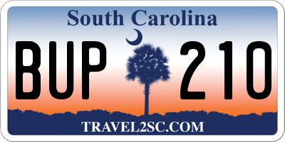 SC license plate BUP210